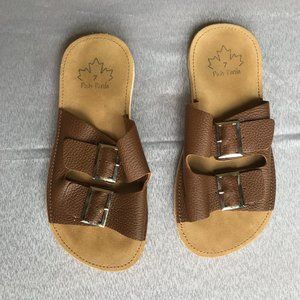 Posh Panda leather slip on sandals